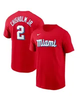 Men's Nike Jazz Chisholm Red Miami Marlins City Connect Name and Number T-shirt