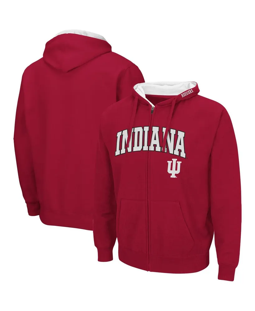 Men's Colosseum Crimson Indiana Hoosiers Arch & Logo 3.0 Full-Zip Hoodie