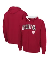 Men's Colosseum Crimson Indiana Hoosiers Arch & Logo 3.0 Full-Zip Hoodie