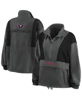 Women's Wear by Erin Andrews Charcoal Washington Capitals Popover Packable Half-Zip Jacket