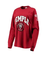 Women's Pressbox Cherry Temple Owls Edith Long Sleeve T-shirt