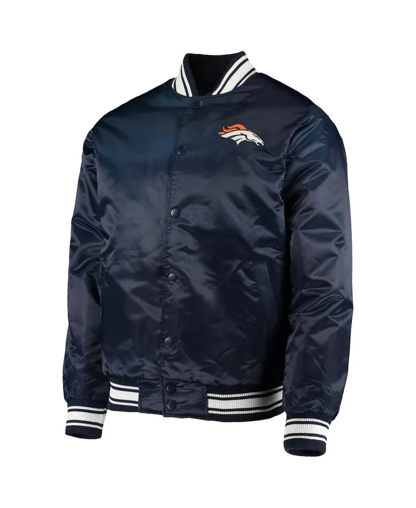 Men's Starter Navy Denver Broncos Locker Room Satin Varsity Full-Snap Jacket