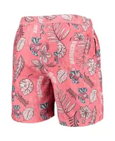 Men's Wes & Willy Red Wisconsin Badgers Vintage-Like Floral Swim Trunks