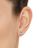 Tricolor Love Knot Stud Earrings 10k Gold, White Gold & Rose