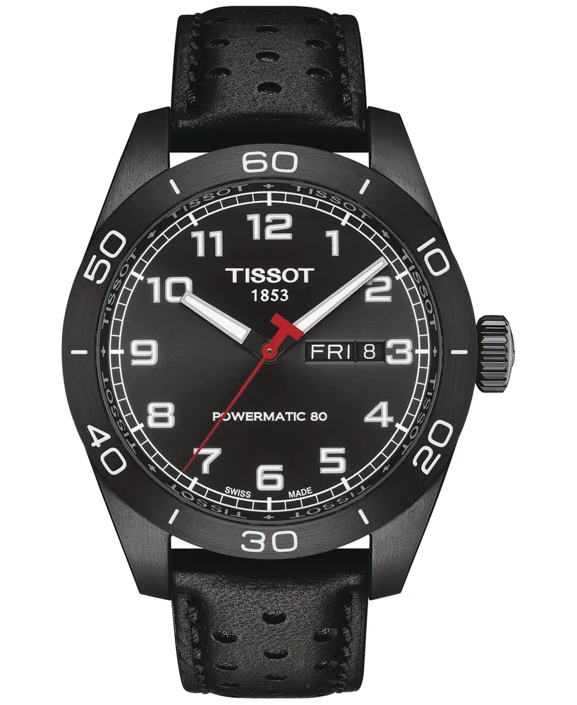 Tissot Men's Prs 516 Powermatic 80 Automatic Black Leather Strap Watch 42mm