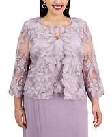 Alex Evenings Plus A-Line Dress With Lace Mock Jacket