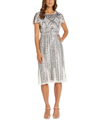 R & M Richards Mesh Beaded Dress