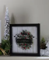 14" Framed 3D Merry Christmas Led Christmas Box Decor