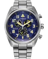 Citizen Eco-Drive Men's Chronograph Garrison Silver-Tone Titanium Bracelet Watch 44mm - Two