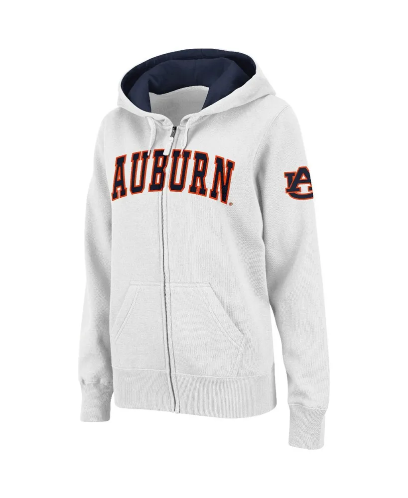 Women's Stadium Athletic White Auburn Tigers Arched Name Full-Zip Hoodie