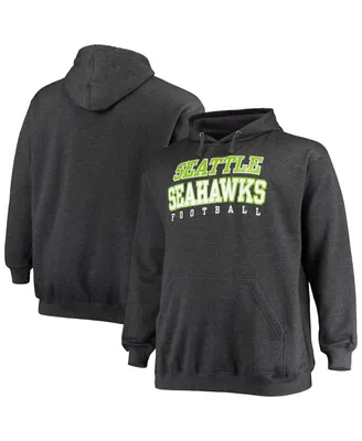 Men's Fanatics Heathered Charcoal Seattle Seahawks Big and Tall Practice Pullover Hoodie