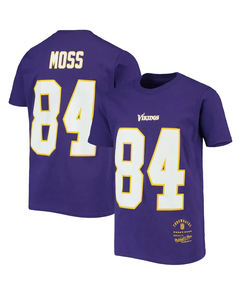 Big Boys Mitchell & Ness Randy Moss Purple Minnesota Vikings Retired Retro Player Name and Number T-shirt