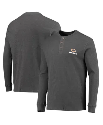 Men's Dunbrooke Heathered Gray Chicago Bears Logo Maverick Thermal Henley Long Sleeve T-shirt