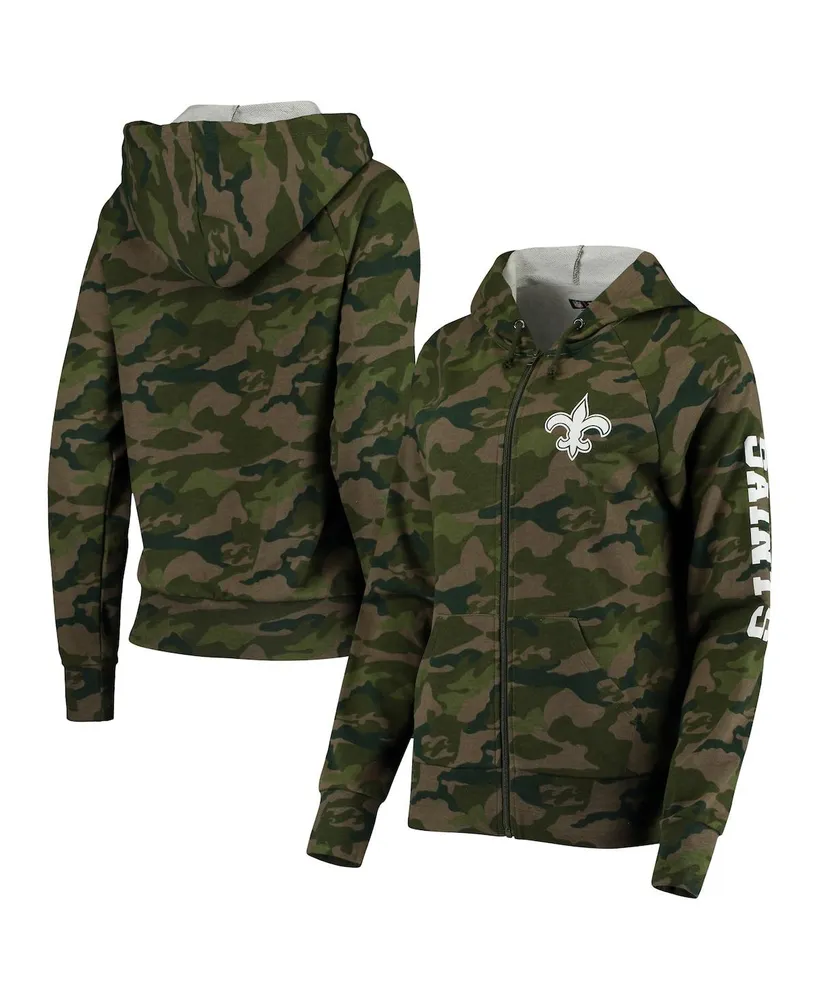 Women's New Era Camo Orleans Saints Raglan Full-Zip Hoodie