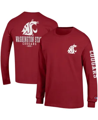 Men's Champion Crimson Washington State Cougars Team Stack Long Sleeve T-shirt