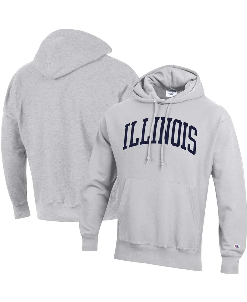 Men's Champion Heathered Gray Illinois Fighting Illini Team Arch Reverse Weave Pullover Hoodie