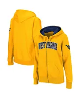 Women's Stadium Athletic Gold West Virginia Mountaineers Arched Name Full-Zip Hoodie