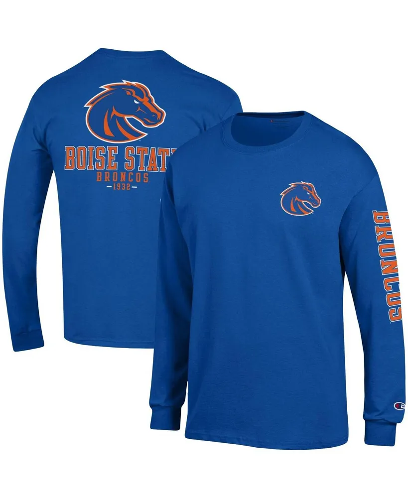 Men's Champion Royal Boise State Broncos Team Stack Long Sleeve T-shirt