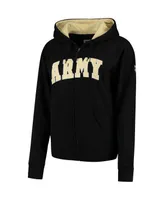 Women's Stadium Athletic Black Army Knights Helmet Arched Name Full-Zip Sweatshirt