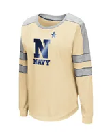 Women's Colosseum Gold Navy Midshipmen Trey Dolman Long Sleeve T-shirt