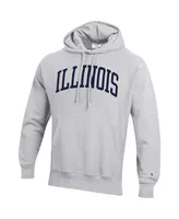 Men's Champion Heathered Gray Illinois Fighting Illini Team Arch Reverse Weave Pullover Hoodie