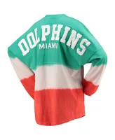 Women's Fanatics Aqua and White Miami Dolphins Ombre Long Sleeve T-shirt