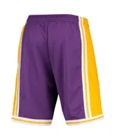 Men's Mitchell & Ness Purple Los Angeles Lakers 1984 Hardwood Classics 75th Anniversary Swingman Shorts