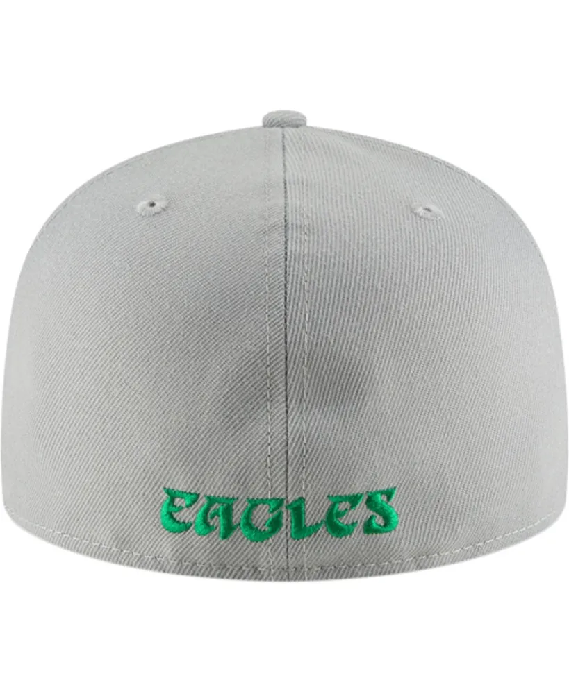 Men's New Era Gray Philadelphia Eagles Omaha Throwback 59Fifty Fitted Hat