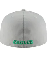 Men's New Era Gray Philadelphia Eagles Omaha Throwback 59Fifty Fitted Hat