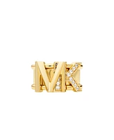 Michael Kors Women's Faceted Mk Band Ring 14K Gold Plated Brass with Clear Stones