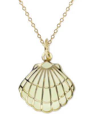 Enamel Shell 18" Pendant Necklace in 14k Gold