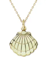 Enamel Shell 18" Pendant Necklace in 14k Gold