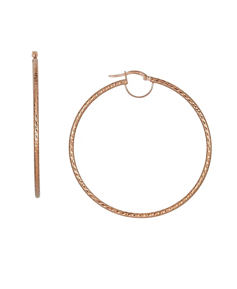 Textured Hoop Earrings 10k Gold, 50mm