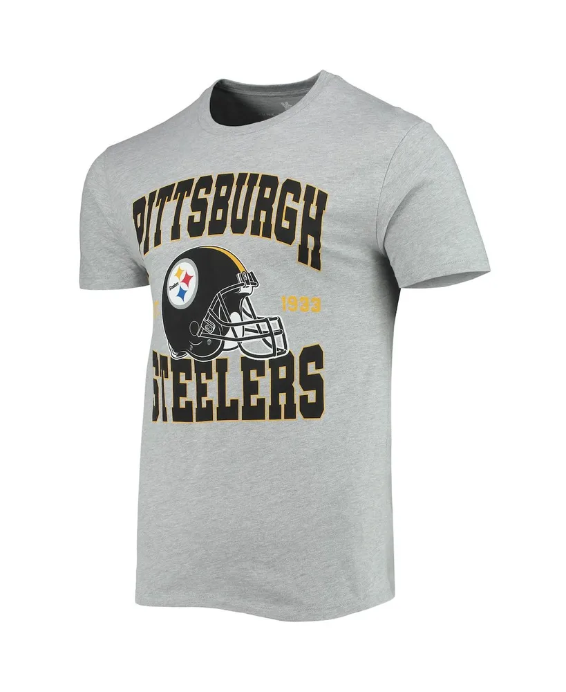 Men's Heathered Gray Pittsburgh Steelers Helmet T-shirt