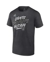 Men's Fanatics Heathered Charcoal Las Vegas Raiders 2021 Nfl Playoffs Bound Lights Action T-shirt