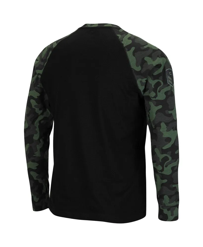 Men's Black Wisconsin Badgers Oht Military-Inspired Appreciation Camo Raglan Long Sleeve T-shirt