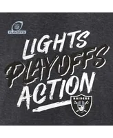 Men's Fanatics Heathered Charcoal Las Vegas Raiders 2021 Nfl Playoffs Bound Lights Action Pullover Hoodie