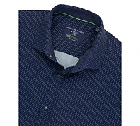 Men's Regular Fit Non-Iron Dot-Print Performance Stretch Dress Shirt