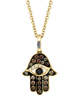 Effy Multicolor Diamond Hamsa Hand 18" Pendant Necklace (1/4 ct. t.w.) in 14k Gold
