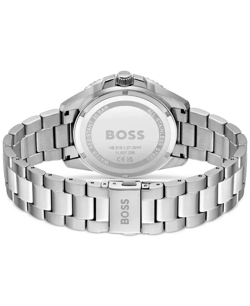 Hugo Boss Men's Ace Silver-Tone Stainless Steel Bracelet Watch 43mm