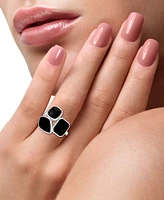 Effy Onyx Triple Stone Statement Ring in Sterling Silver