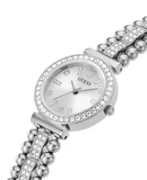 Guess Women's Crystal Beaded Stainless Steel Bracelet Watch 30mm - Silver