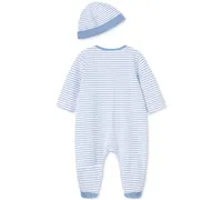Little Me Baby Boys Elephant Coverall with Hat, 2 Piece Set