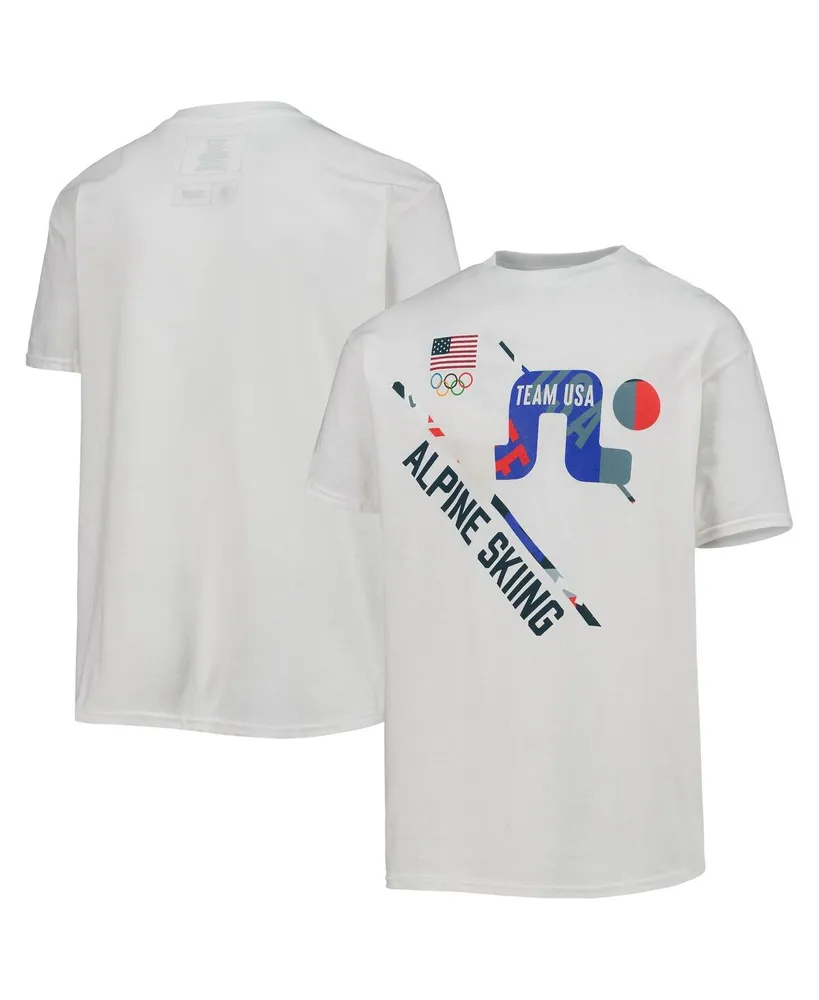 Big Boys White Team Usa Skiing Scattered Swatch T-shirt