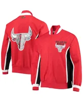 Men's Chicago Bulls Red Mitchell & Ness Hardwood Classics 75th Anniversary Authentic Warmup Full-Snap Jacket