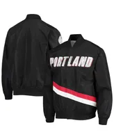 Men's Portland Trail Blazers Black Mitchell & Ness Hardwood Classics 75th Anniversary Authentic Warmup Full-Snap Jacket