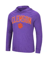 Men's Colosseum Heathered Purple Clemson Tigers Big and Tall Wingman Raglan Hoodie T-shirt