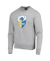 Men's '47 Heather Gray Los Angeles Chargers Imprint Headline Throwback Fleece Pullover Sweatshirt