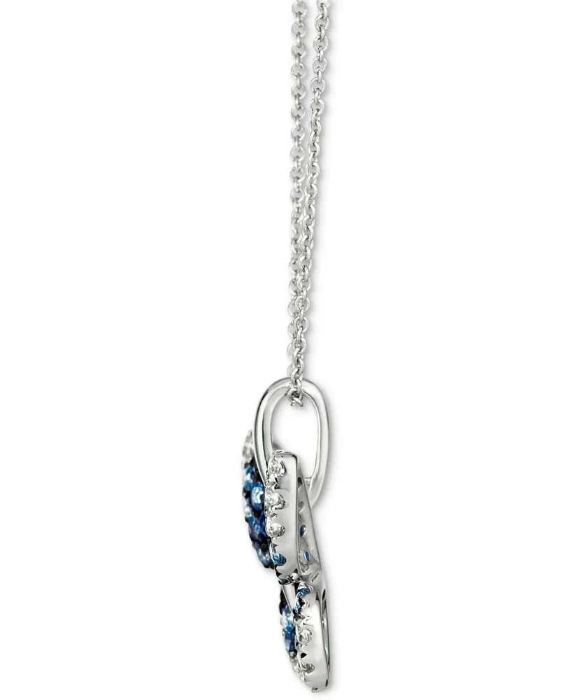 Le Vian Denim Ombre (7/8 ct. t.w.) & White Sapphire (1/3 ct. t.w.) Butterfly Pendant Necklace in 14k White Gold, 18" + 2" extender