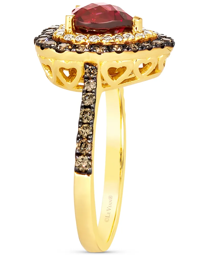 Le Vian Raspberry Rhodolite (1-5/8 ct. t.w.) & Diamond (5/8 ct. t.w.) Heart Halo Ring in 14k Gold